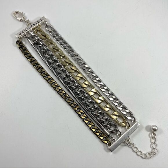 Jenny Bird Austin Cuff Bracelet Multi Layer Chain Gold Silver Tone Trendy - Picture 3 of 7